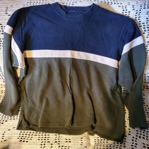 Abercrombie & Fitch Men's Crewneck Sweater - Navy and Olive